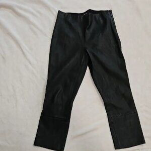NWT Theory Black Lambskin Capri Pants Size 6
